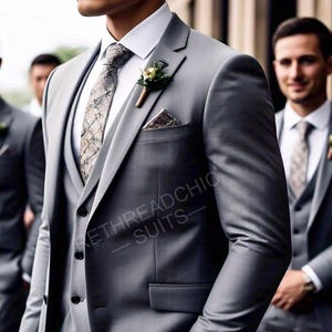 Gray Suit For Men, Three Piece Suit, Slim Fit Suit, Groom And Groomsmen Suit For Wedding, Tailored Suit, Prom Wear, bespoke for Men.
