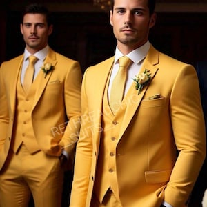 Elegant Yellow Men's 3-Piece Suit – Perfect for Weddings, Proms & Special Occasions Groom And Groomsmen Suit For Men
