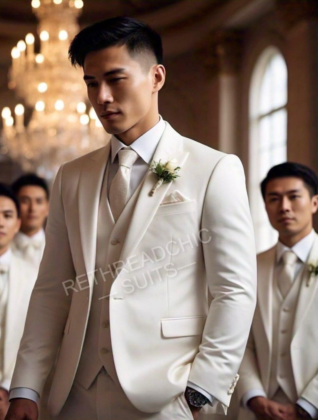 Luxury White 3-piece Suit - Tailored Fit for Weddings & Special Events ...