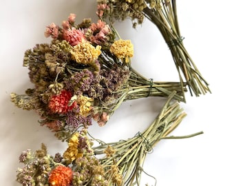 Mini Prairie Dried Wildflower Bouquet: Pastel Boho Home Decor