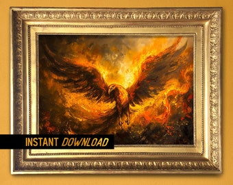 Greek Mythology art - Rising phoenix in fire - Mythological animal phoenix painting for Fantasy Lovers - Instant download