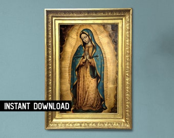 Virgen De Guadalupe Art - Lady of Guadalupe - Virgin Mary apparition - mexican culture , traditional catholic artwork - Instant download