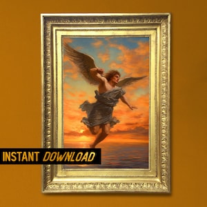 Fall Of Icarus Greek mythology painting | Icarus wall art | Icarus legend - Italian renaissance style - Instant Download