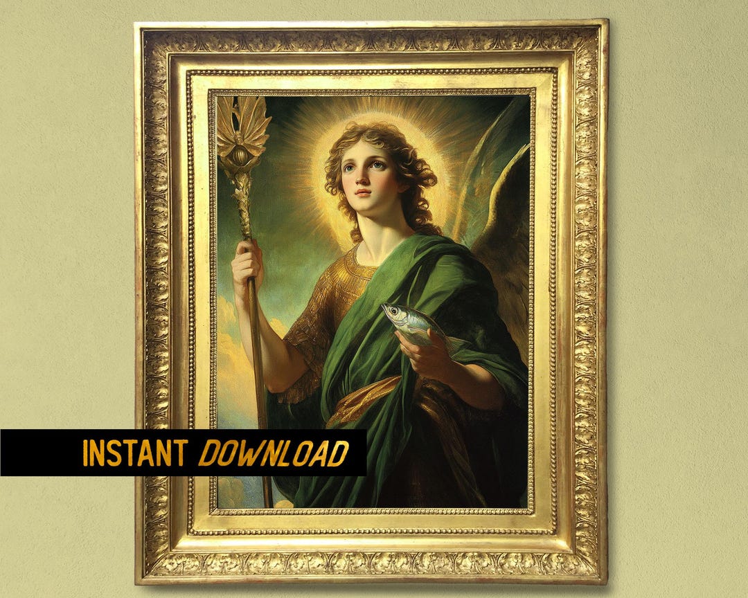 Arte imprimible de San Rafael Arcángel, Ángel de la Sanación, pintura ...