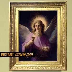 Arcángel Zadkiel, el ángel de la misericordia - Pintura neoclásica para arte mural cristiano - Obra religiosa simbolista - Descarga digital