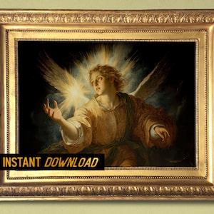 Archangel Remiel the Angel of Hope, Caravaggio style Baroque Painting for Catholic Wall Art and housewarming gift - Digital Download
