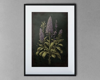 Modern Botanical illustration of lavender flowers - Printable Wall Art, digital download (25)