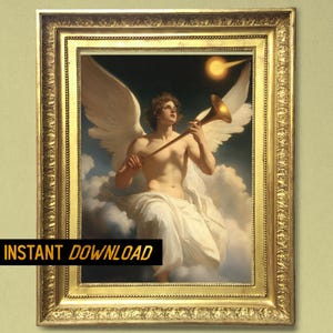St Gabriel Erzengelkunst, Engel der Enthüllung und Gesandter Gottes, neoklassische Malerei für religiöse Wandkunst und Geschenk - Digitaler Download