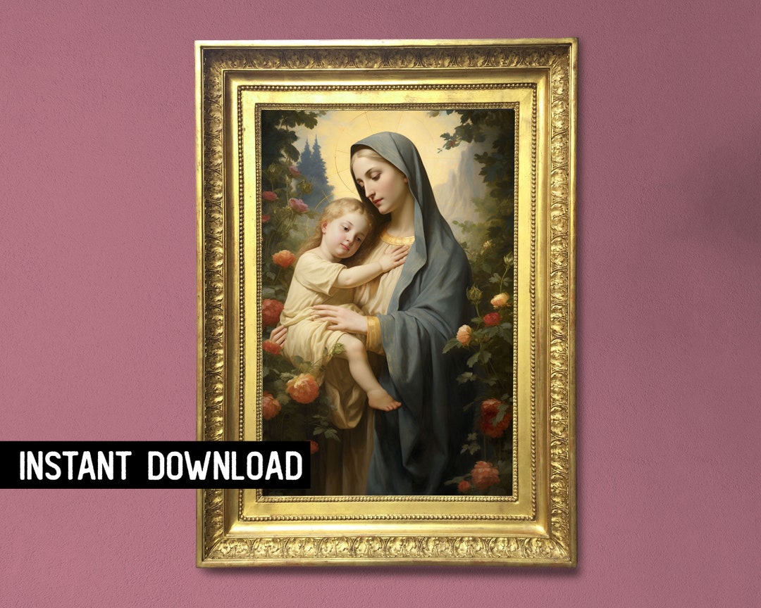 Virgin Mary Child 18th Century Inspired, Madonna and Child Wall Art ...