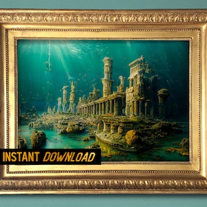 The Mysteries of Atlantis wall art | nautical decor | digital painting | Printable Atlantis Art | Greek Mythology art | Instant download