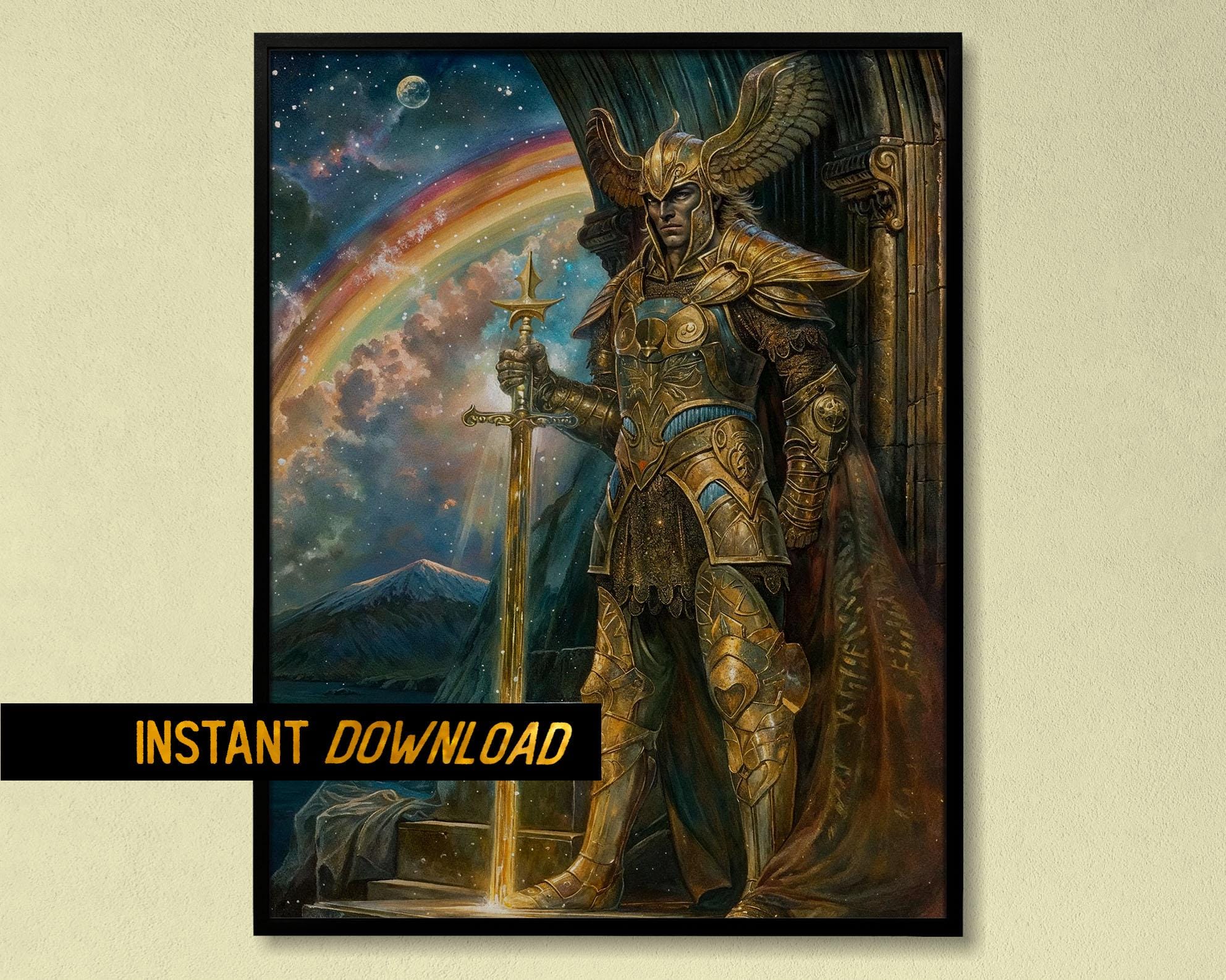 Heimdall of Asgard – Watchman of the Gods, Heroic Fantasy Art, Bifrost the  Rainbow Bridge, Norse Mythology, Epic Fantasy - Digital Download - Etsy, image size:1984x1587