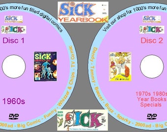 Sick Magazine (1960-1980) Vaste collection sur 2 DVD. Bandes dessinées classiques britanniques