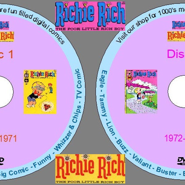 Richie Rich (1960-1987) Comic Sammlung auf 2 DVDs. Klassische Comics aus England