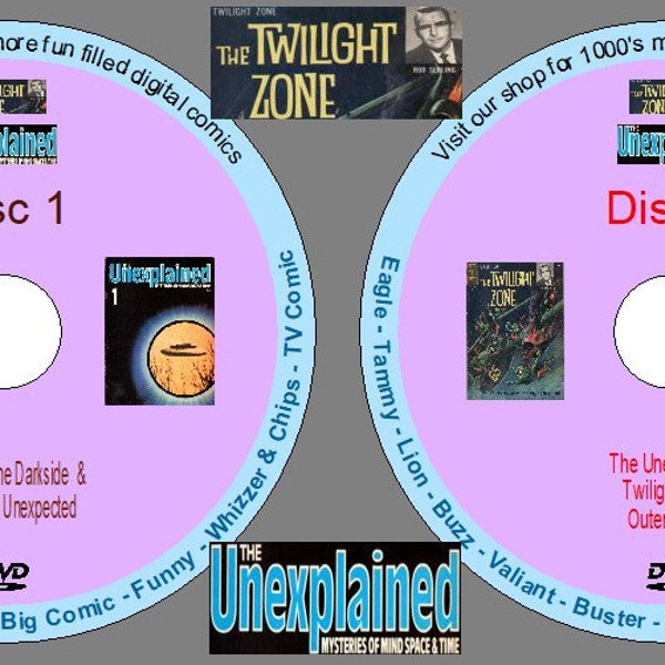 The Twilight Zone & 4 More Supernatural Comic Titles on 2 DVDs.UK Classic Comics