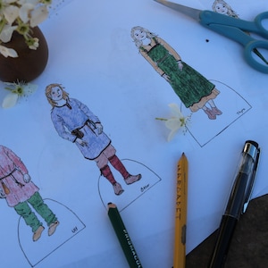 Diy Authentic Viking Paper Dolls, Sweet Historical Colored Paper Doll Children, Cute Named Downloadable printable doll kit