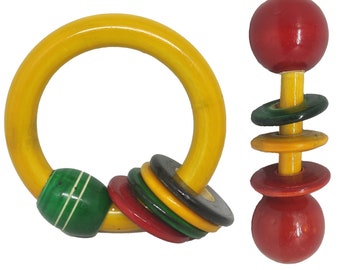 Wooden Baby Rattle Set, Non-Toxic Montessori Toys