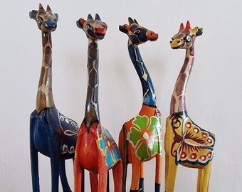 Wooden Hand Painted Giraffe - 30cm tall
