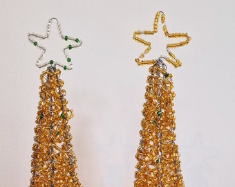 African Beaded Christmas Trees - 35cm coiled wire