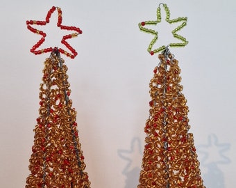 African Beaded Christmas Trees - 25cm coiled wire