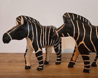 Wooden Hand Carved & Painted Zebra