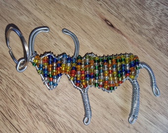 Beaded African Animal Keyrings - Buffalo, Warthog, Lizard, Ostrich, Crocodile, Pig and Ladybug