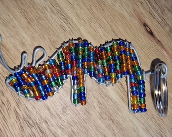 Beaded African Animal Keyrings - Rhino, Elephant, Hippo, Giraffe, Zebra & Lion