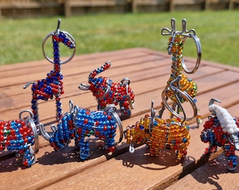 Beaded 3D African Keyrings - various
