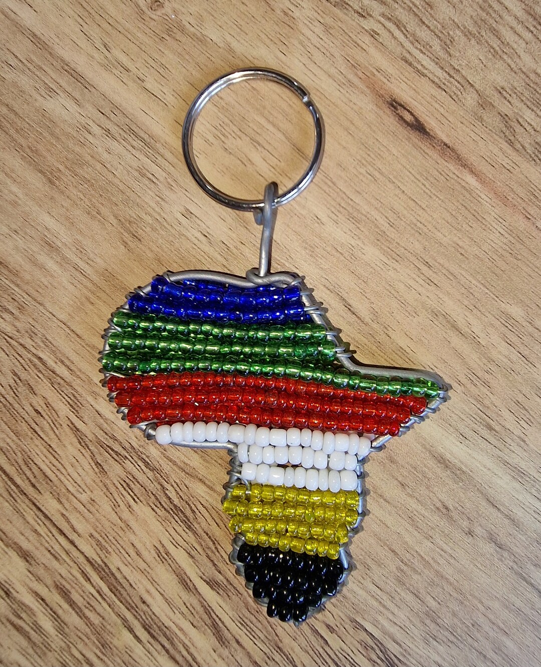 Handmade Beaded African Keyring: Zulu Pattern Heart & Shield - Etsy