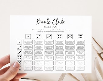 Book Club Dice Game, Printable Ice Breaker Questions, Reading Group Discussion Questions, Conversation Starters, Discussion Prompts, Canva