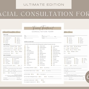 EDITABLE Facial Consultation Form, Client Intake Form, Esthetician Forms, Editable Spa Forms, SkinCare Business, Esthetician CANVA Template