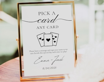 トランプ柄のゲストブックサイン、結婚式ゲストブックの代替品（Canvaテンプレート）