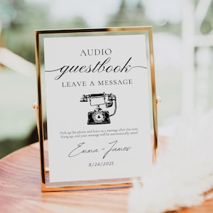 Audio Guestbook Sign, Wedding Guestbook Alternative, Unique Audio Guest Book Sign Template, Voicemail Guestbook, Telephone Guest Book Sign