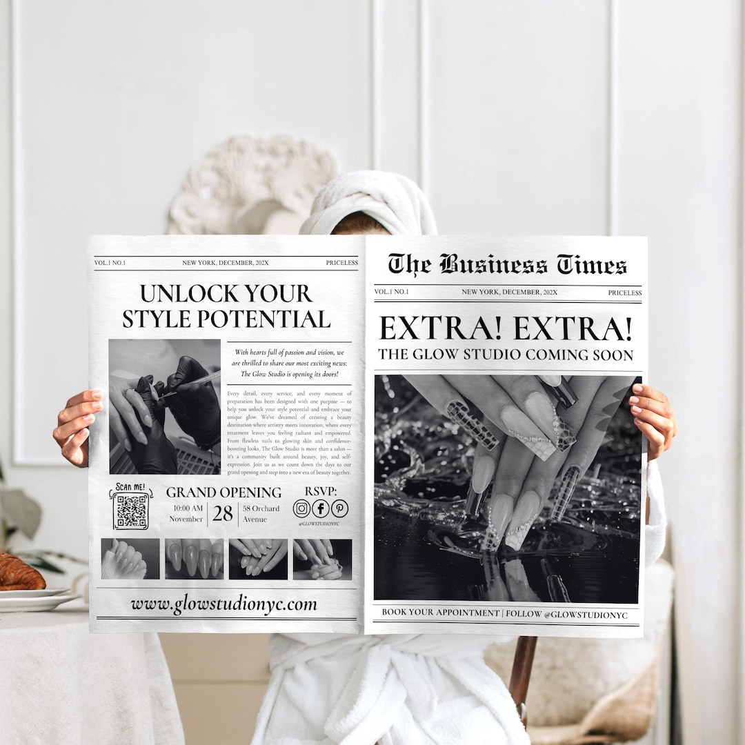 Business Newspaper Template, Customizable Canva Photoshoot Prop, Large ...