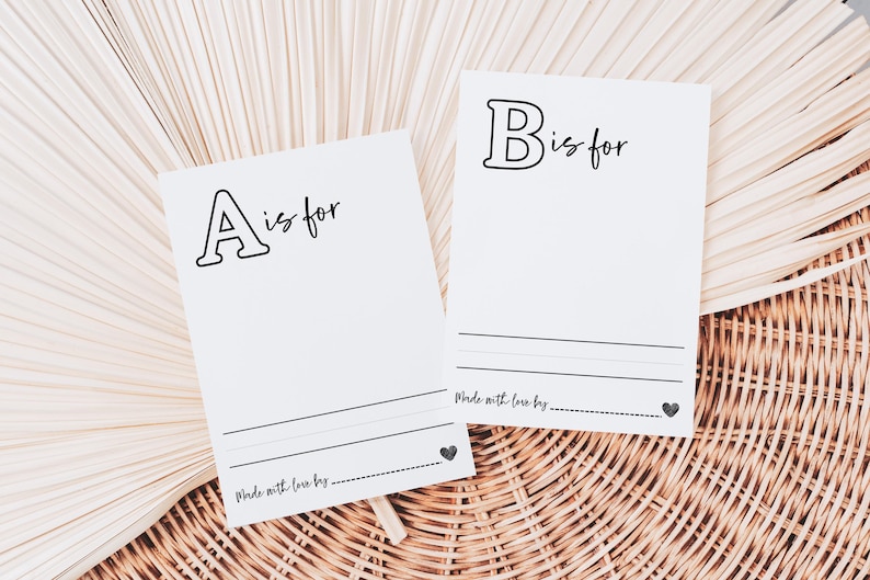 Blank Alphabet Book, ABC Baby Shower Coloring Book, Baby's First ABC Book, Baby Shower Activities, Baby Shower Guest Game, Instant Download image 1