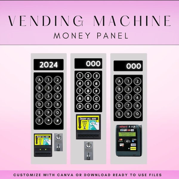 Editable Vending Machine Money Panel Template, Vending Machine Money Panel, Handcrafted Vending Machine Money Panel, Editable Canva Template