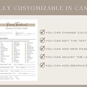 EDITABLE Facial Consultation Form, Client Intake Form, Esthetician ...