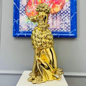 VIP Pop Art Statue, Luxury Coco Art French Bulldog Statue, Gold Dog Sculpture, Animal lovers statue, Gift Shop, Unique Handmade Sculptures