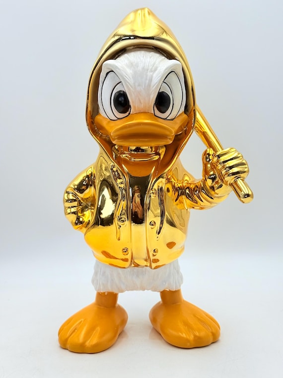 Handmade Donald Duck Sculpture: Golden Chrome Hoodie, Pop Art