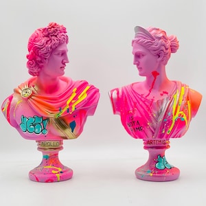 Artemis Street Art Graffiti Sculpture Design, Diana Statue, Greek Woman Bust, Contemporary Pop Art, Handmade Gift Idea, Custom Gift Shop