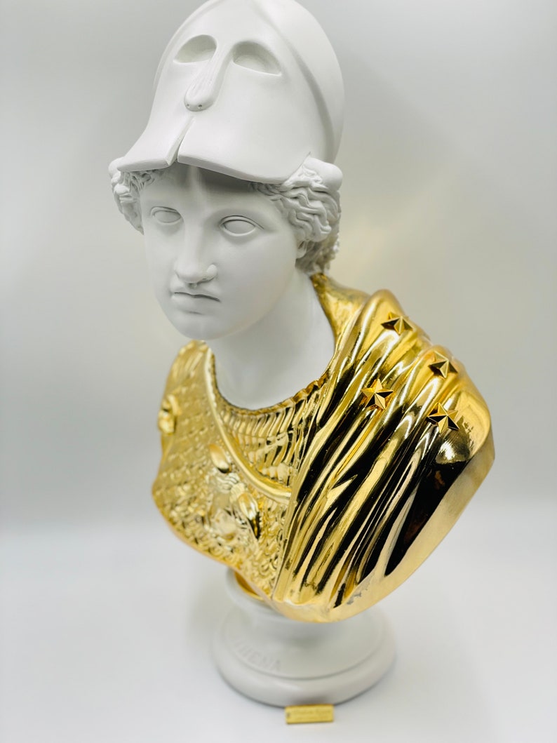 Athena Statue, Chrome Resin Statue Handmade Art Decor, Athena With