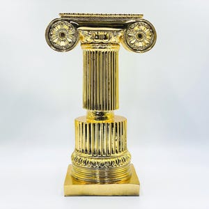 Ionic Column Sculpture | Gold Chrome Greek Architecture | Handmade Luxury Decor
