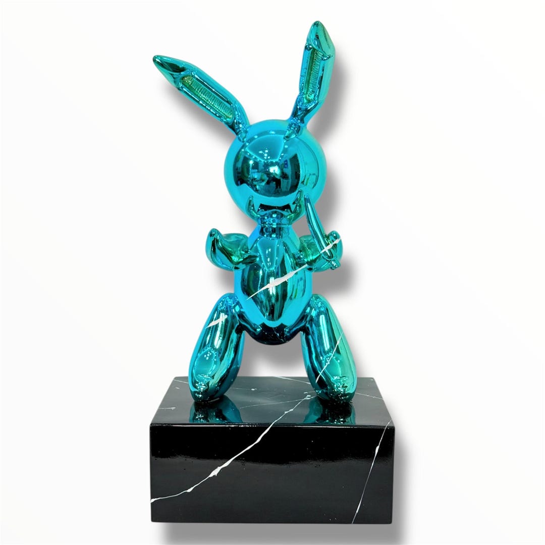 Balloon Rabbit Sculpture | Blue Chrome Pop Art | Handmade Luxury ...