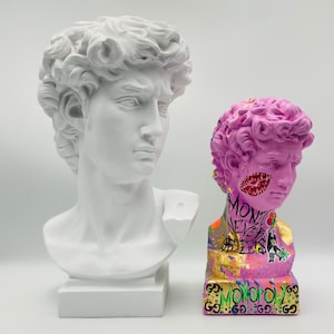White David Statue - Michelangelo David Bust - Museum Copy Collectable Art Object - Artemis Statue - Custom Gift Shop - Handmade Home Decor