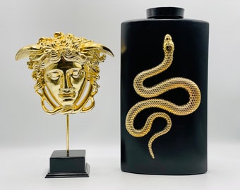 Luxury Snake Vase | Gold Chrome Serpent Art | Handmade Sculptural Decor