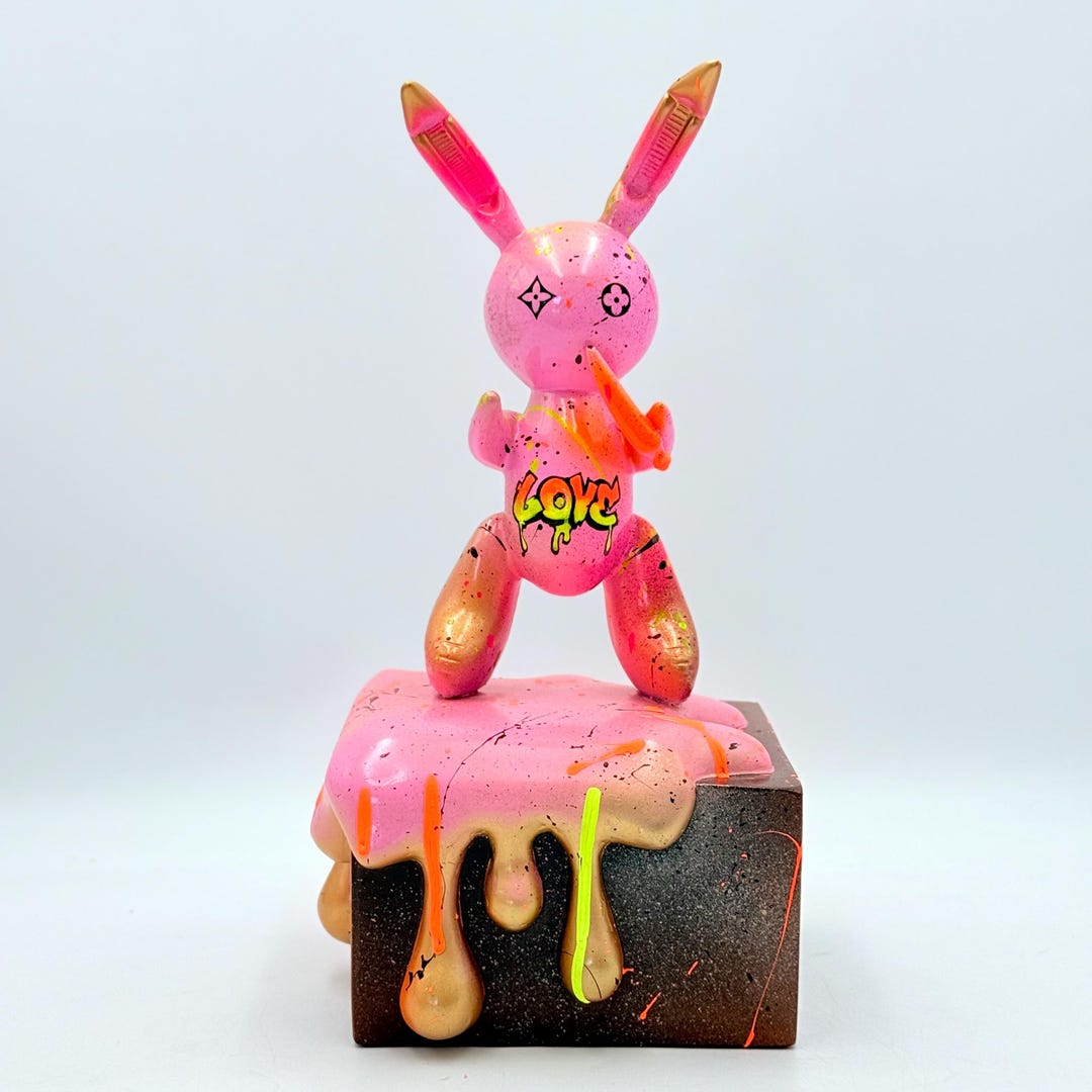 Pink Balloon Rabbit Sculpture | Pop Art Bunny Statue | Handmade Modern ...