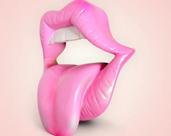 Juicy Lips Wall Sculpture | Pink Pop Art Lips | Handmade Playful Icons Decor