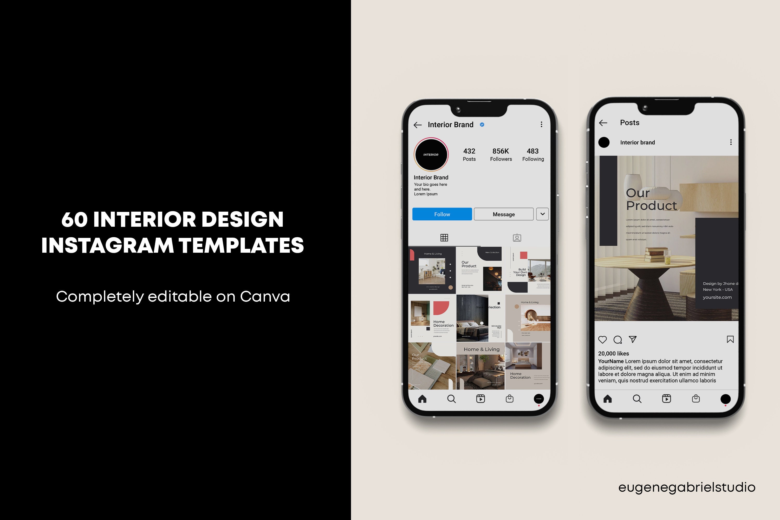 Interior Design Instagram Templates Interior Designer Social Media ...
