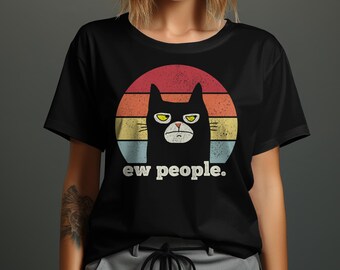 T-shirt gatto Ew People, camicia girocollo unisex da donna, regalo amante dei gatti, magliette mamma gatto, t-shirt a maniche corte, simpatico gatto camicia regalo per lei