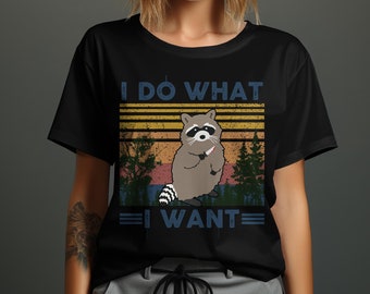 Camiseta de mapache, camiseta de animales, vida silvestre, bosque, camping, camiseta linda para mujeres y hombres