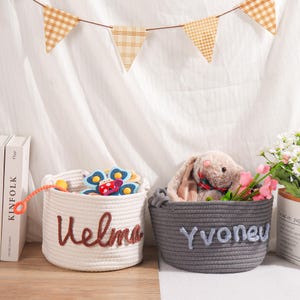 Personalized Baby Shower Gift Basket, Newborn Baby Gift, Cotton Rope Nursery Basket, Toy Organizer,   Custom Baby Name Gift, Pet Toy Basket